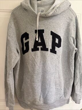 GAP Gray Crewneck Hoodie with Black Logo
